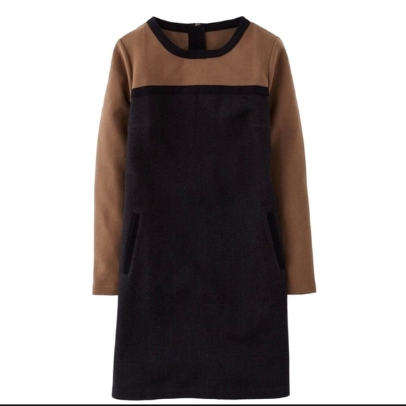 Boden Colorblock Ponte Knit Charcoal Tan Sheath Dress Size 2 - Picture 1 of 9